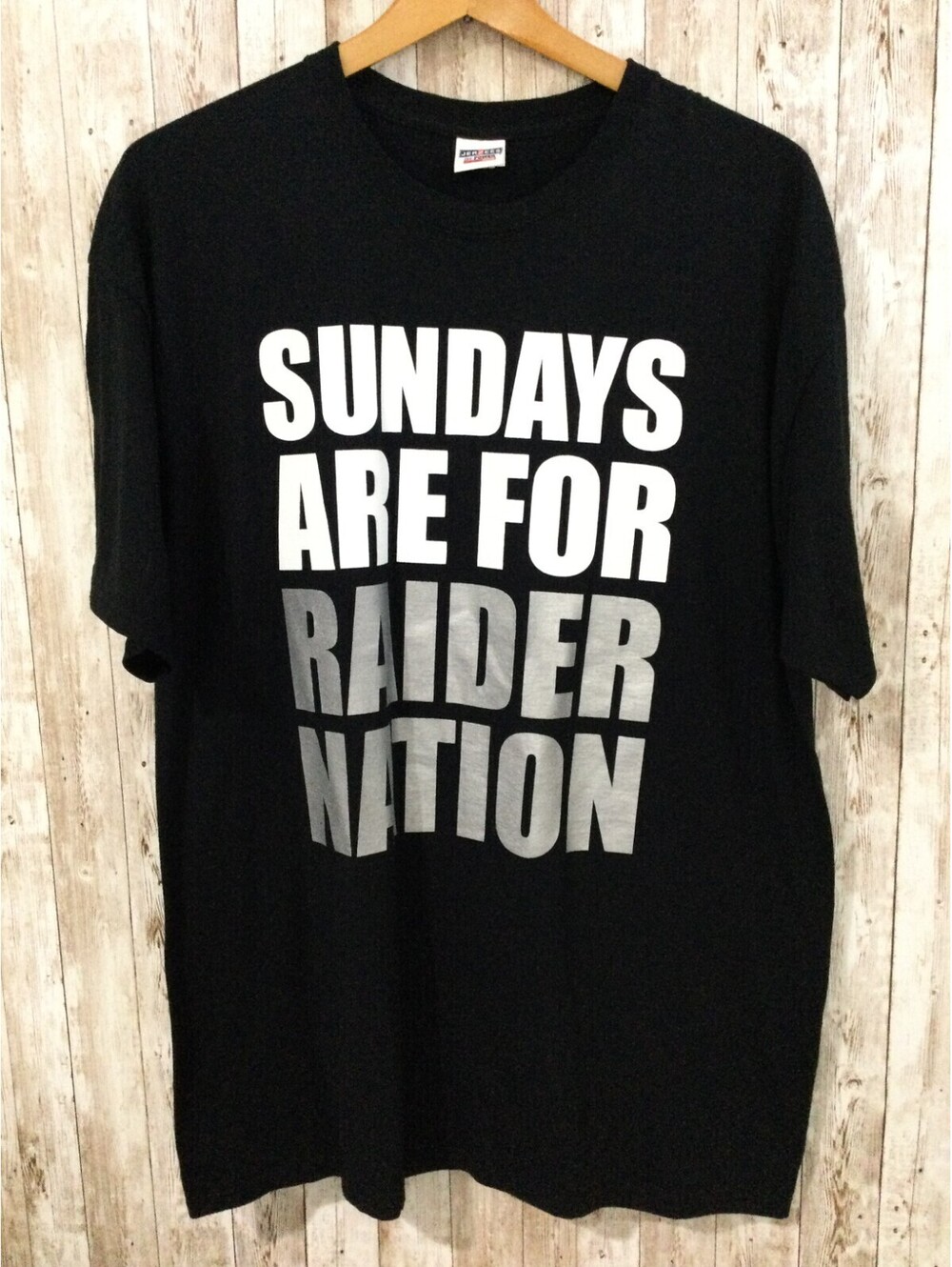 VTG Jerzee's Graphic Raiders Short Sleeve T-Shirt Size L Black Nice